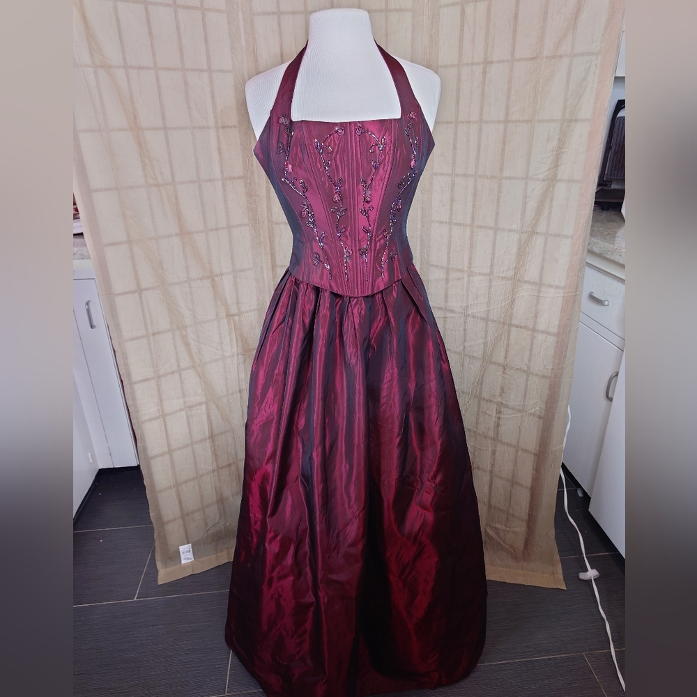 Steppin' Out Burgundy Halter Gown